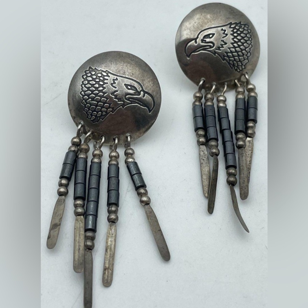 Silver Eagle Dangle Earrings